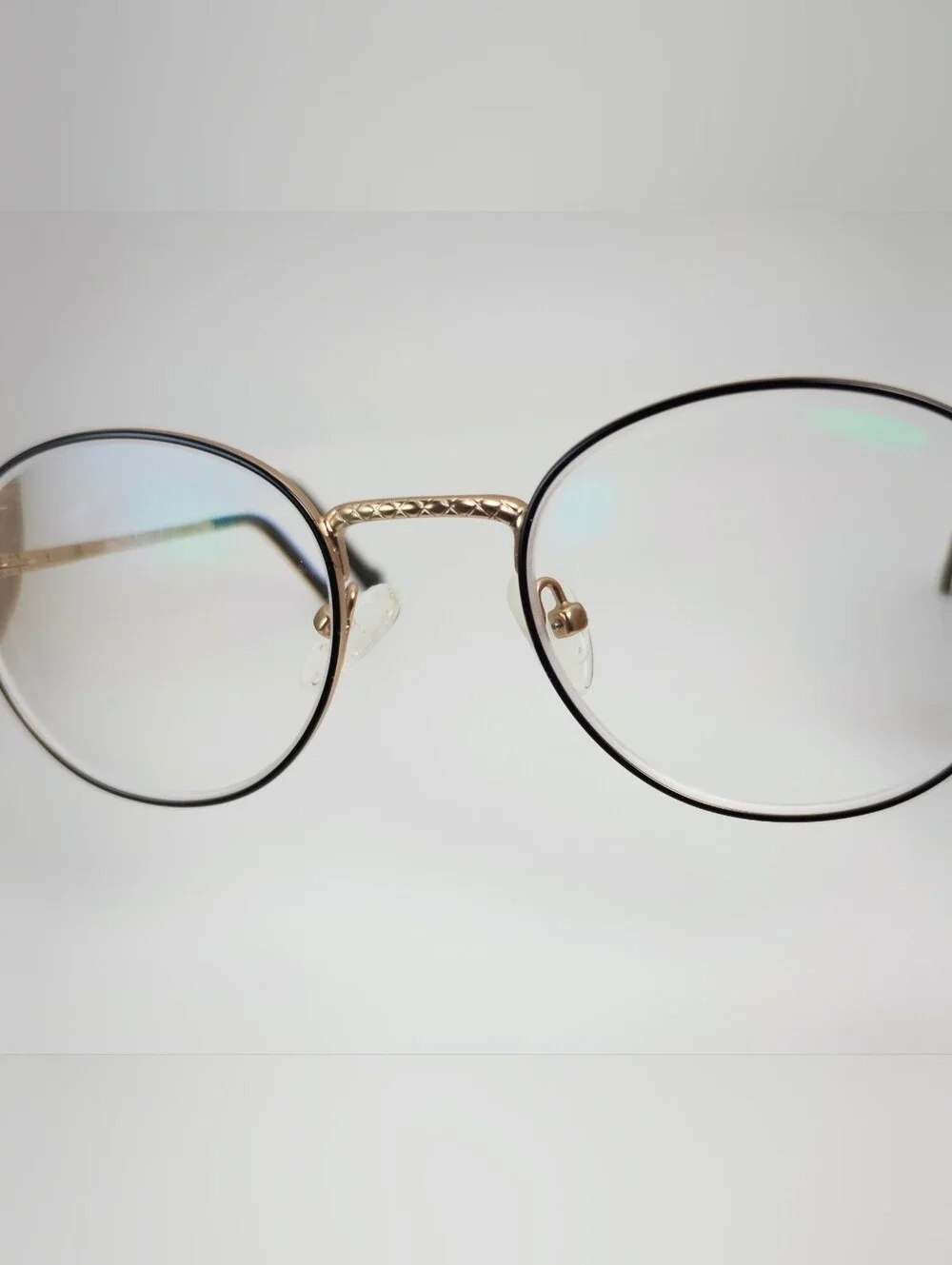 Mingus. Gold and Black Round Metal Eyeglass Frames - Women's Fashion